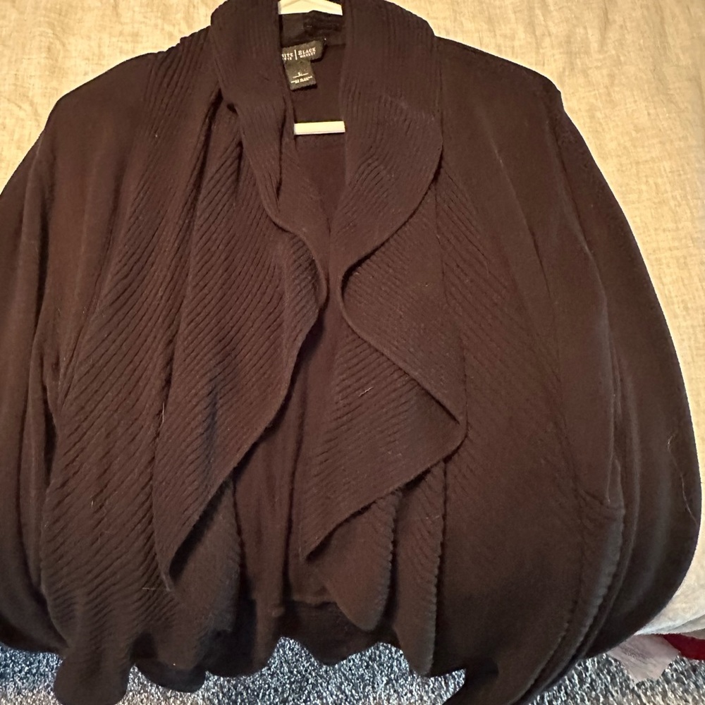 Eileen Fisher Black Open Front Sweater